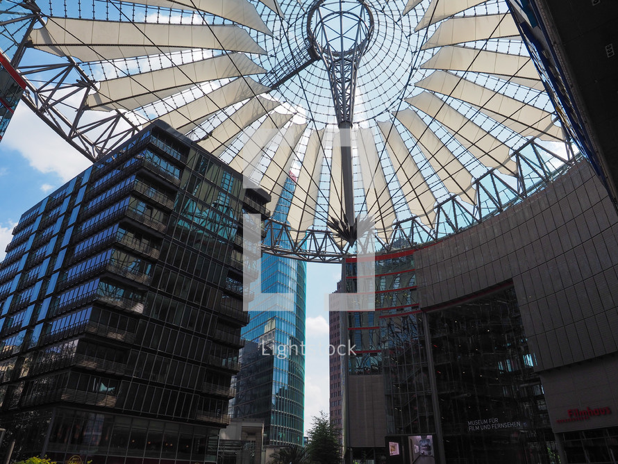BERLIN, GERMANY - CIRCA JUNE 2019: Sony Center in Potsdamer Platz designed by Helmut Jahn
