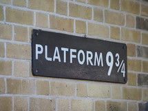LONDON, UK - CIRCA SEPTEMBER 2019: Harry Potter Platform Nine and Three Quarters at King's Cross Station