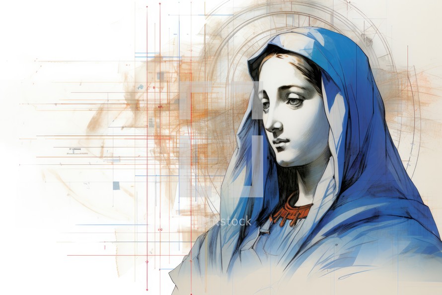 Digital illustration of Mother Mary