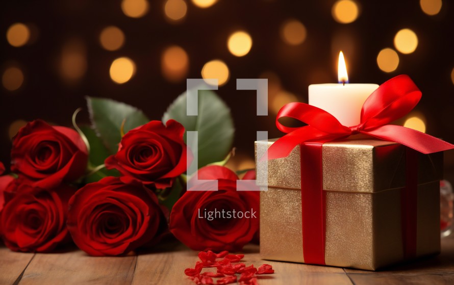 Romantic concept with candle gift