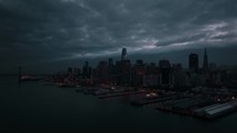 Scenic aerial view of downtown San Francisco during twilight