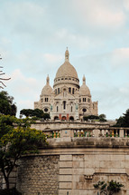A View upwards towards Sacre Coeur in Paris, France