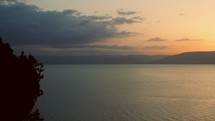 Dawn breaking over the Sea of Galilee. 