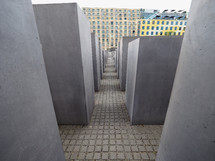 BERLIN, GERMANY - CIRCA JUNE 2016: Denkmal fuer die ermordeten Juden Europas meaning Holocaust Memorial to the Murdered Jews of Europe