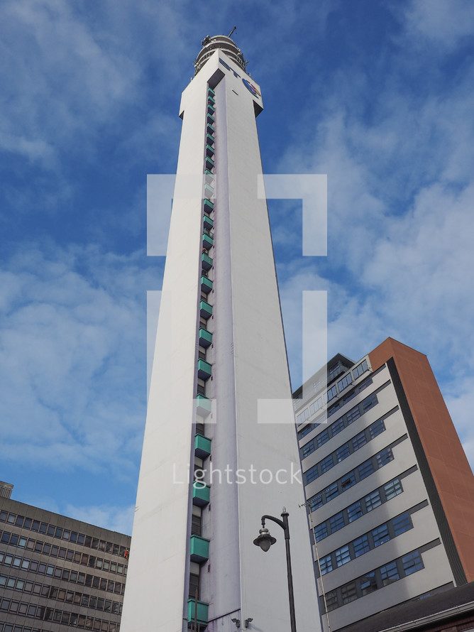 BIRMINGHAM, UK - SEPTEMBER 25, 2015: BT Tower is the telecommunications tower of British Telecom and the tallest building in Birmingham