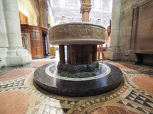 BELFAST, UK - CIRCA JUNE 2018: St Anne Cathedral (aka Belfast Cathedral) church baptistery - EDITORIAL USE ONLY