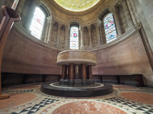 BELFAST, UK - CIRCA JUNE 2018: St Anne Cathedral (aka Belfast Cathedral) church baptistery - EDITORIAL USE ONLY