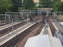 EDINBURGH, UK - CIRCA JUNE 2018: Trains at Edinburgh Waverly railway station