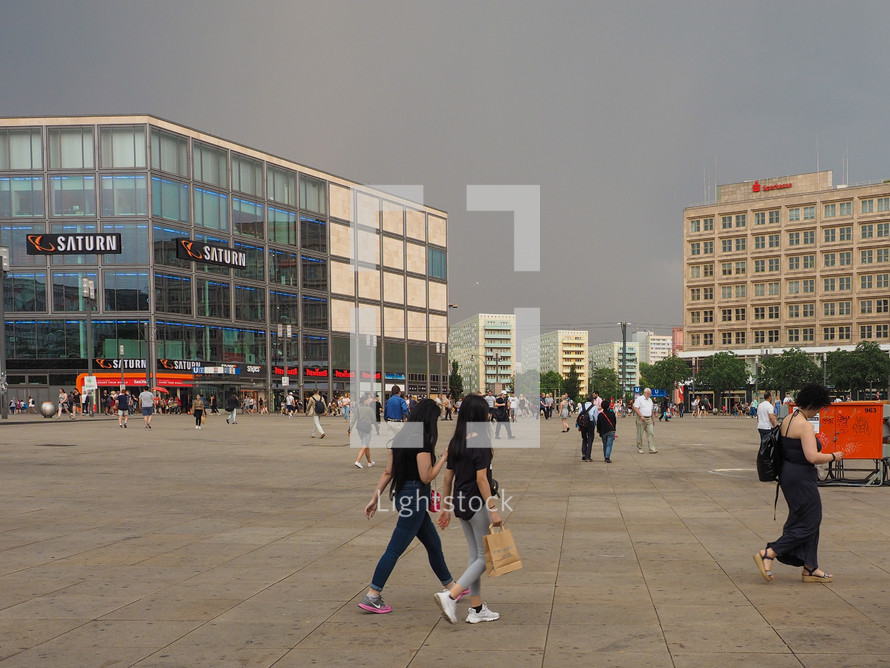 BERLIN, GERMANY - CIRCA JUNE 2019: People in Alexanderplatz square