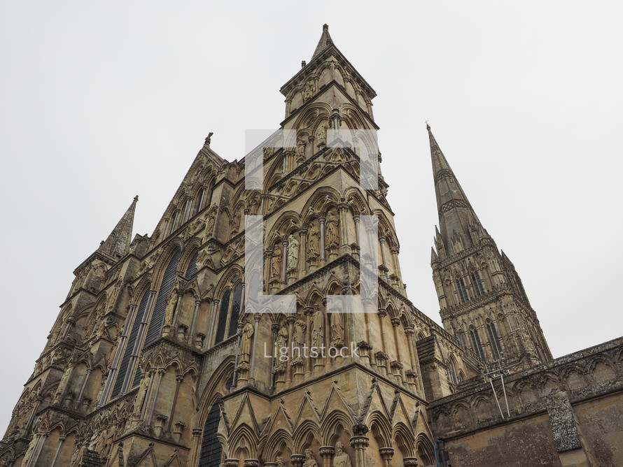 Salisbury Cathedral (aka Cathedral Church of the Blessed Virgin Mary) in Salisbury, UK