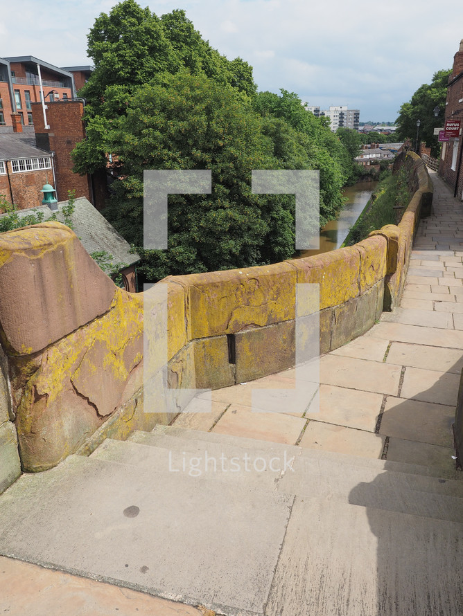 Ancient Roman City walls in Chester, UK