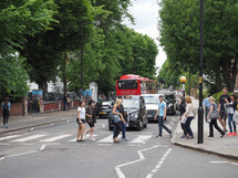 LONDON, UK - CIRCA JUNE 2017: Abbey Road zebra crossing made famous by the 1969 Beatles album cover