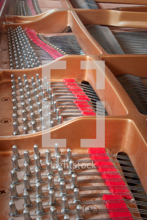 The inside parts of a piano
