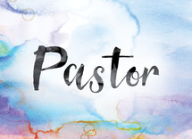 word pastor on watercolor background 