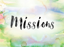 word missions on watercolor background 