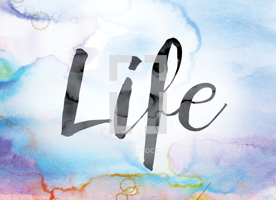 word life on watercolor background 