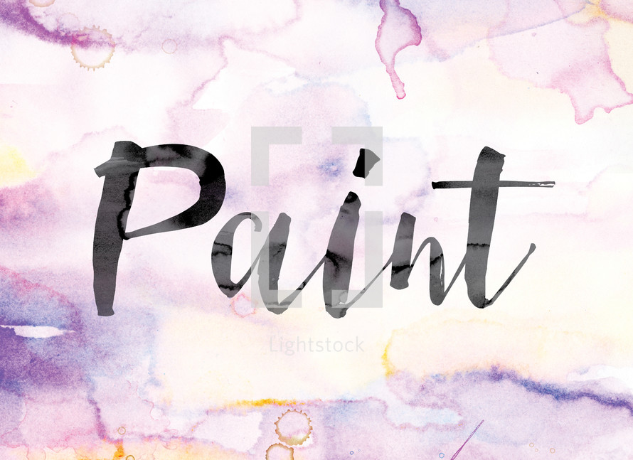 word paint on watercolor background 