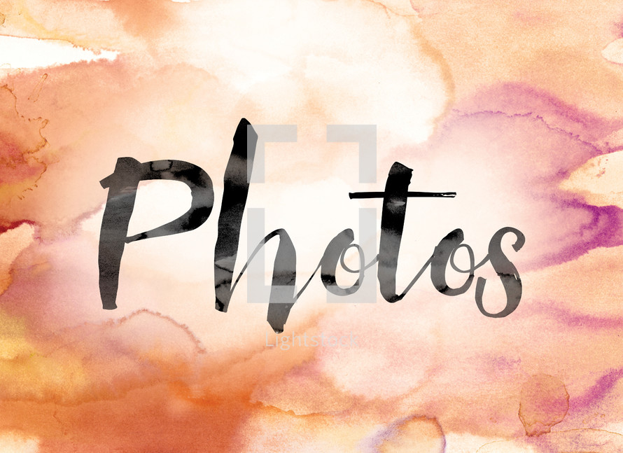 word photos on watercolor background 