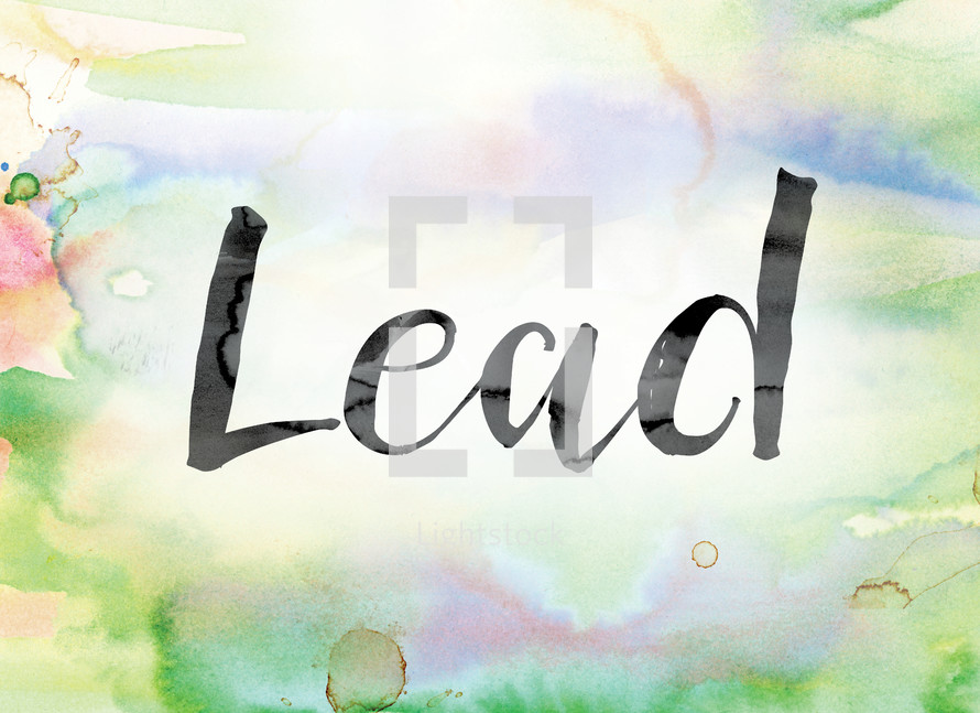 word lead on watercolor background 