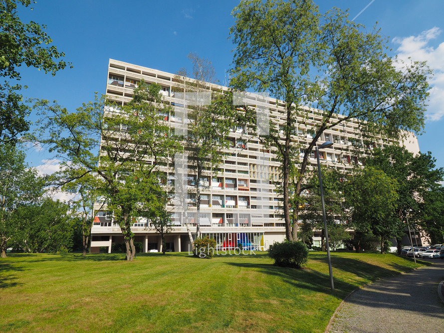 BERLIN, GERMANY - JUNE 03, 2019: The Corbusier Haus was designed by Le Corbusier in 1957 following his concept of Unite d'Habitation (Housing Unit)