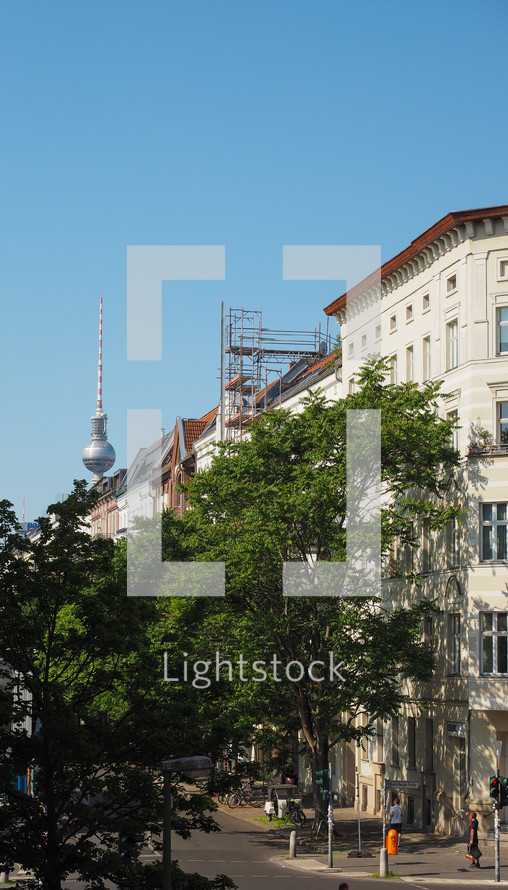BERLIN, GERMANY - CIRCA JUNE 2019: Fernsehturm (meaning Television tower) in Alexanderplatz