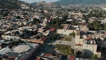 Aerial View Of City And Santo Domingo Church, Oaxaca, Mexico, North America - drone shot	