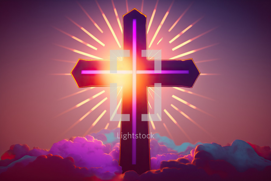 Cross on Sunburst Light Background