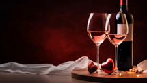 Wine glasses with copy space for Valentine's day 