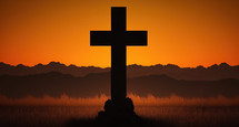 Cross on Orange Sunrise Background
