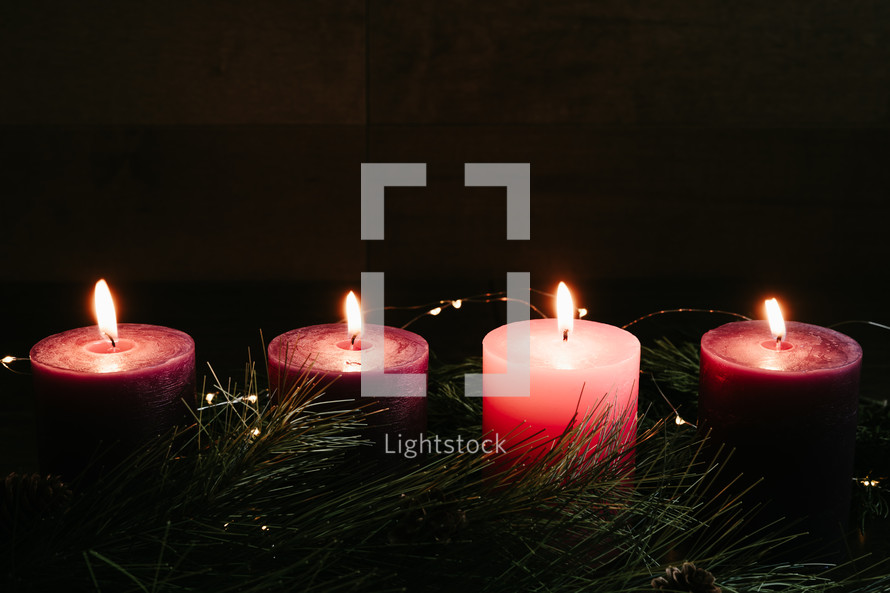 four lite advent candles 