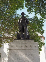 LONDON, UK - CIRCA SEPTEMBER 2019: President Abraham Lincoln statue in Parliament Square