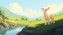 Illustration Of A Lamb On The Shore