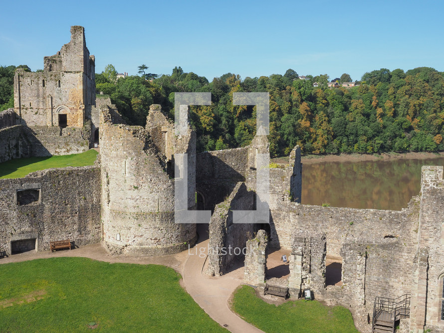CHEPSTOW, UK - CIRCA SEPTEMBER 2019: Ruins of Chepstow Castle (Castell Cas-gwent in Welsh)