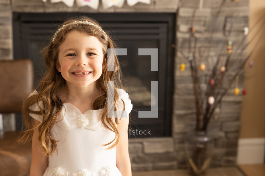 child in first communion dress 