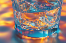 Details of colorful water in a glass. 