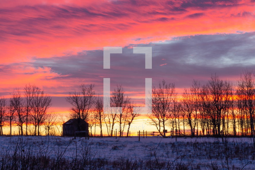 Saskatchewan winter sunset 