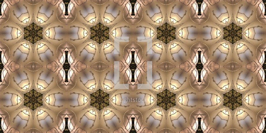 Christmas kaleidoscope star design from a lens effect, repeatable pattern