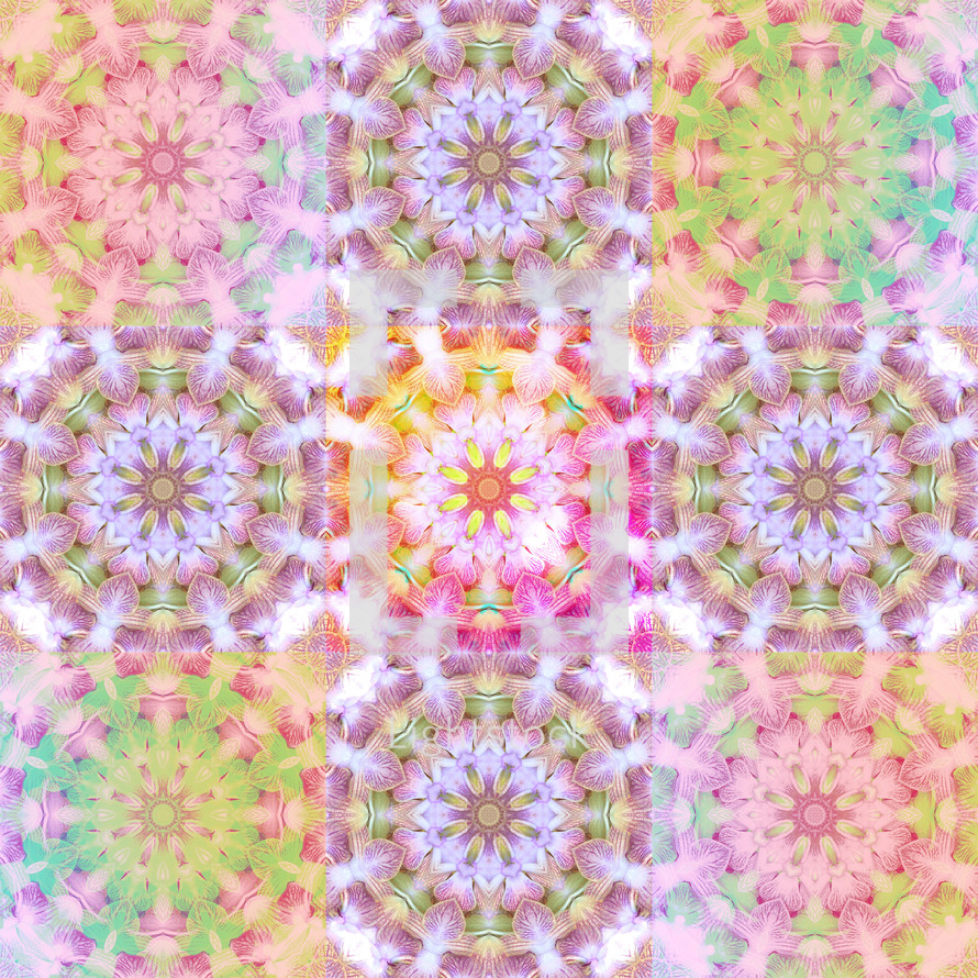 kaleidoscopic orchid leaves pattern seamless tile