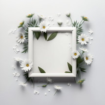 White frame with white flowers