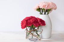 bouquet of carnations in a vase 