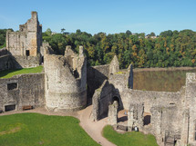 CHEPSTOW, UK - CIRCA SEPTEMBER 2019: Ruins of Chepstow Castle (Castell Cas-gwent in Welsh)