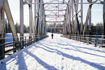 A snow covered bridge.