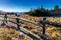 frost on wintertime fence 