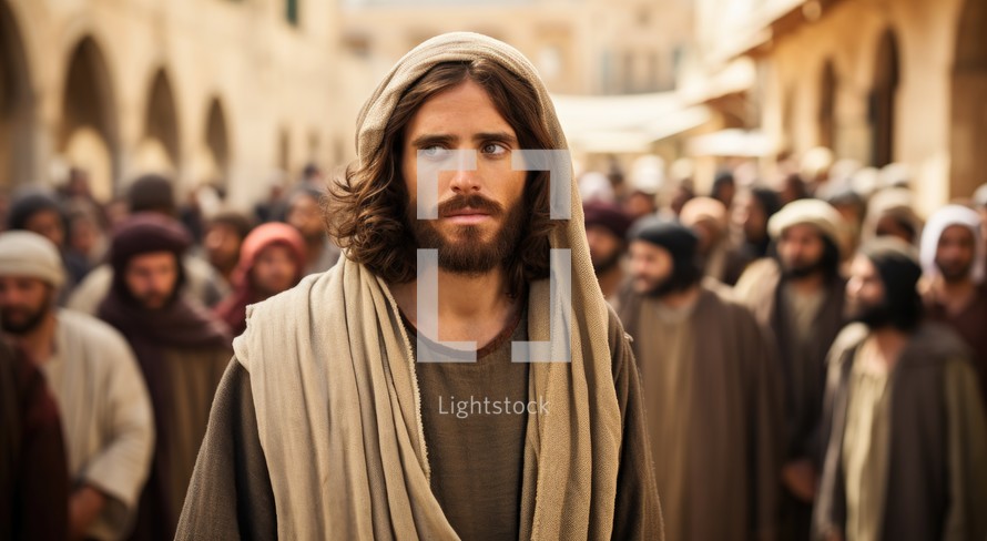 Jesus walking the streets of Jerusalem