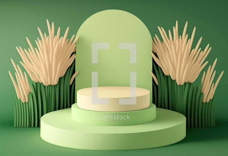 Realistic 3d green grass podium for product promotion