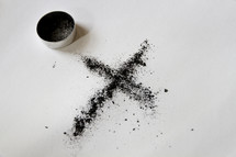 bowl of ashes and cross 