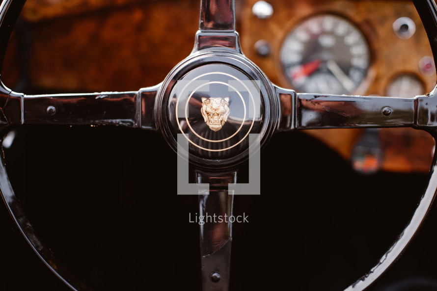 vintage Jaguar steering wheel 