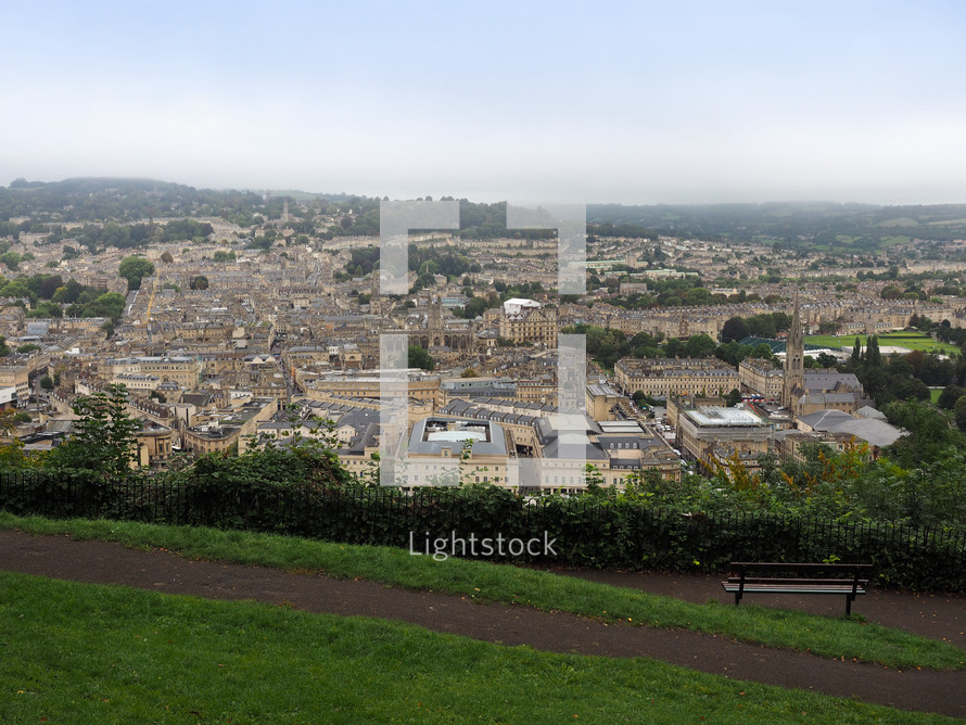 Aerial view of the city of Bath, UK