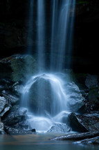 silky waterfall flowing down rocks