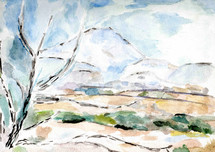 mountain landscape watercolor painting 